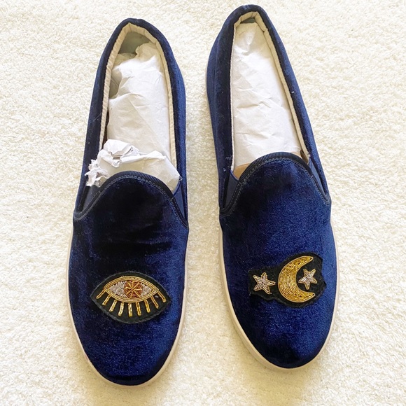 {Soludos} Embroidered Celestial Velvet Slip-On Sneakers - Picture 1 of 6